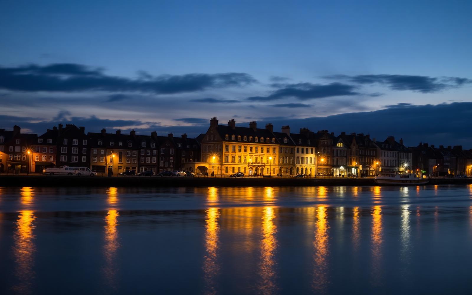 Waterford quay at twilight